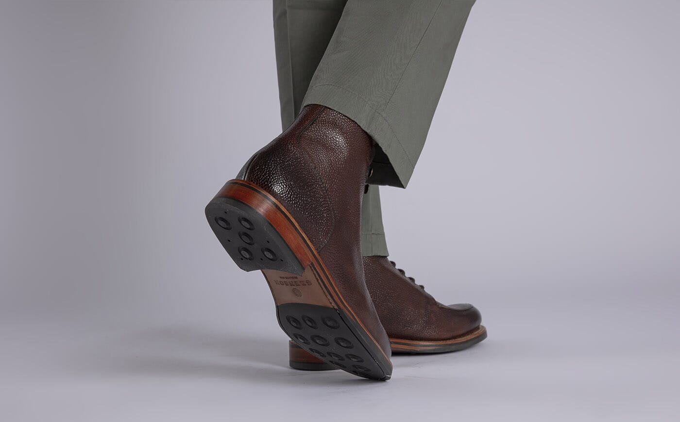Donald Mens Boots in Dark Brown Grain Leather Grenson