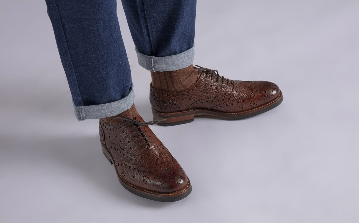 Anderson Mens Brogues in Tan Country Grain Grenson