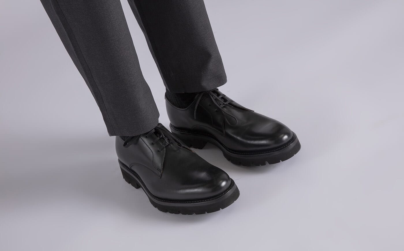 Gardner Mens Derby Shoes in Black Leather Grenson