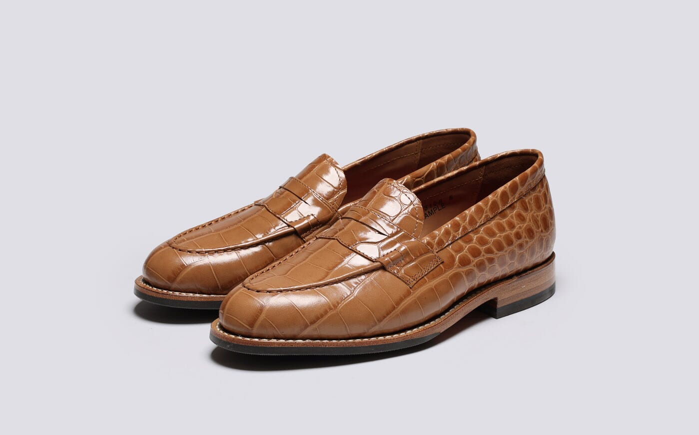 Fleur Womens Loafers in Tan Printed Leather Grenson