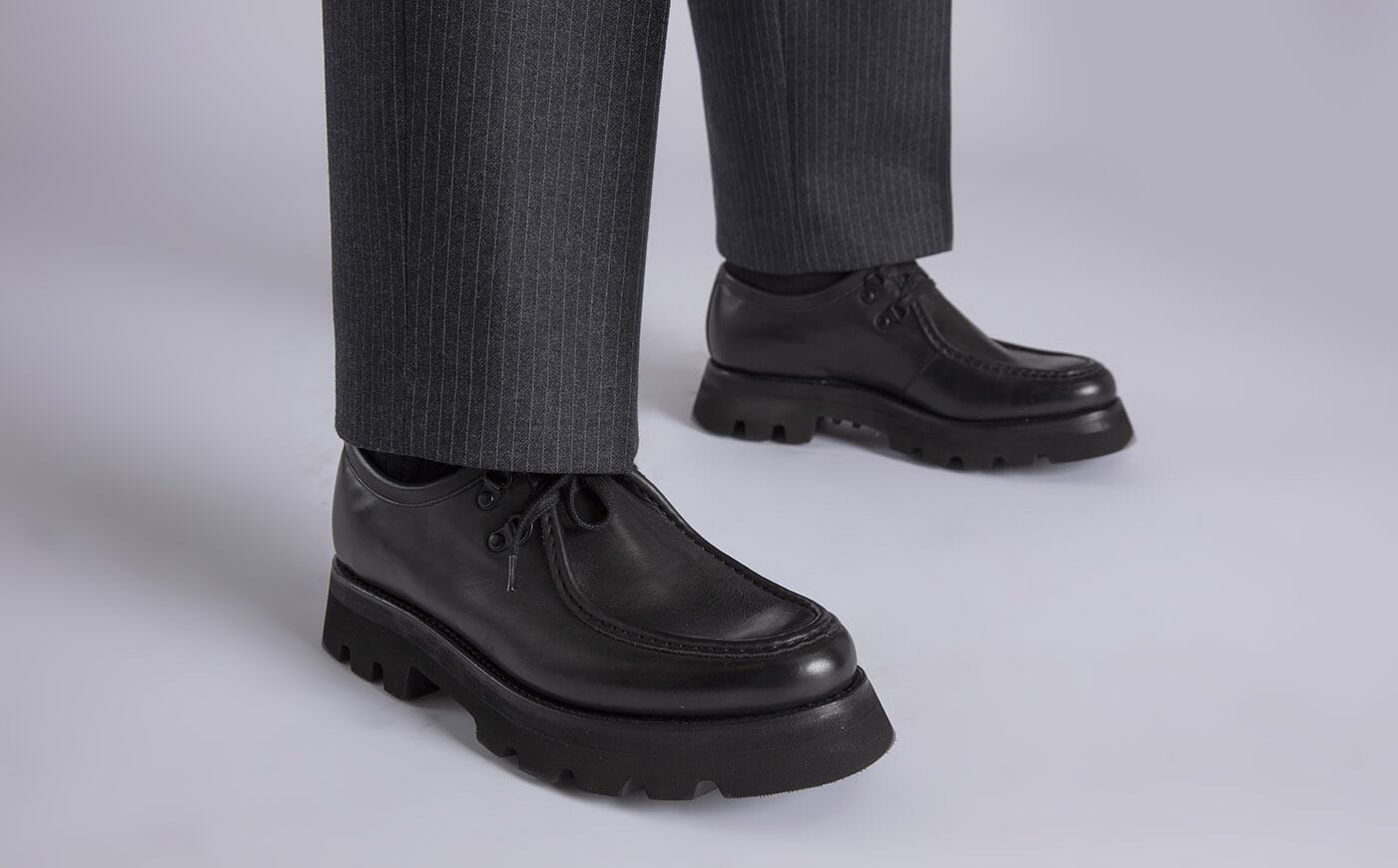Clark Mens Derby Shoes in Black Leather Grenson