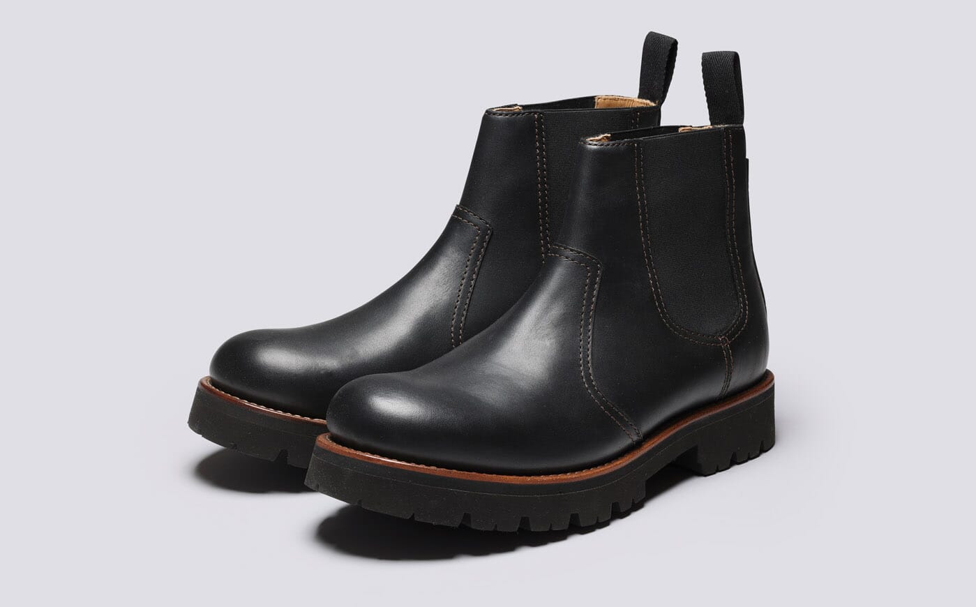 Latimer Mens Chelsea Boots in Black Leather Grenson