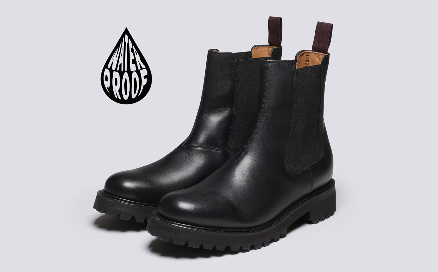 Milo WP Mens Chelsea Boots in Black Waterproof Grenson