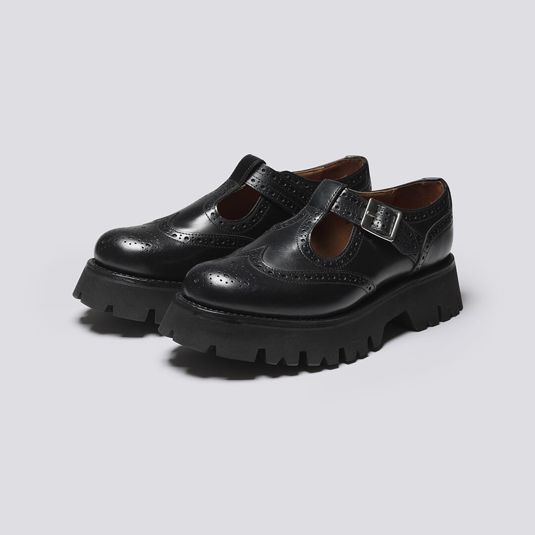 Gia Womens Mary Jane Sandals in Black Leather Grenson