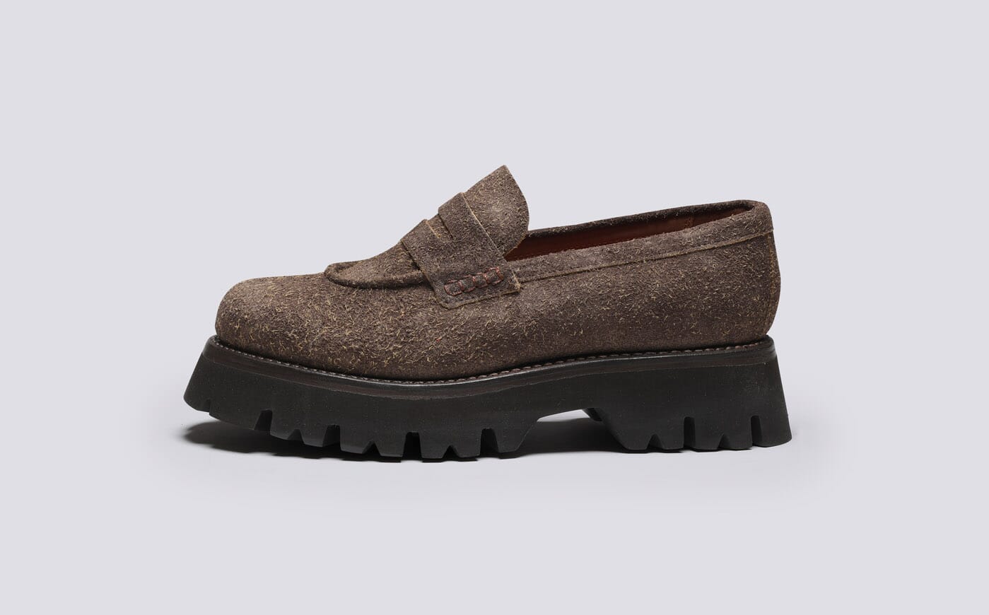 Hattie Womens Loafers in Brown Suede Grenson
