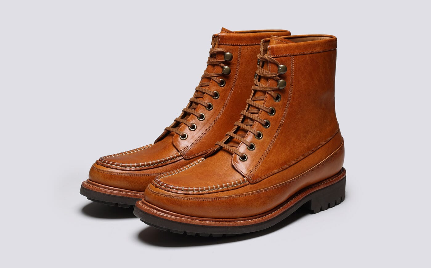Kinsey Mens Boots in Tan Pull Up Leather Grenson