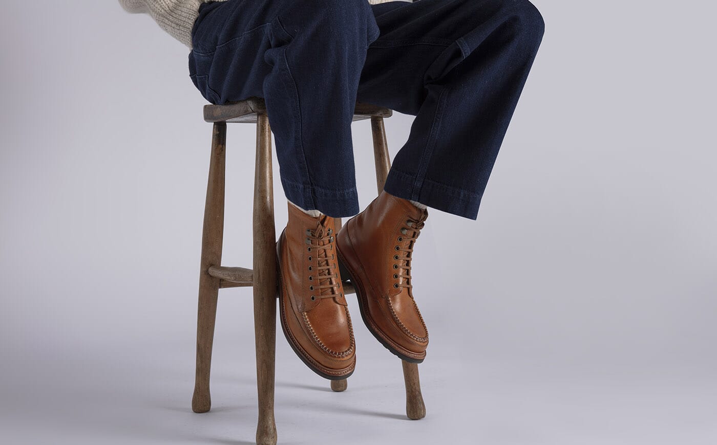 Kinsey Mens Boots in Tan Pull Up Leather Grenson