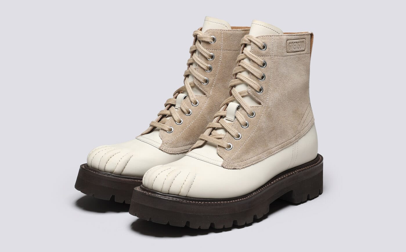 Arwen Womens Duck Boots in Off White Grenson