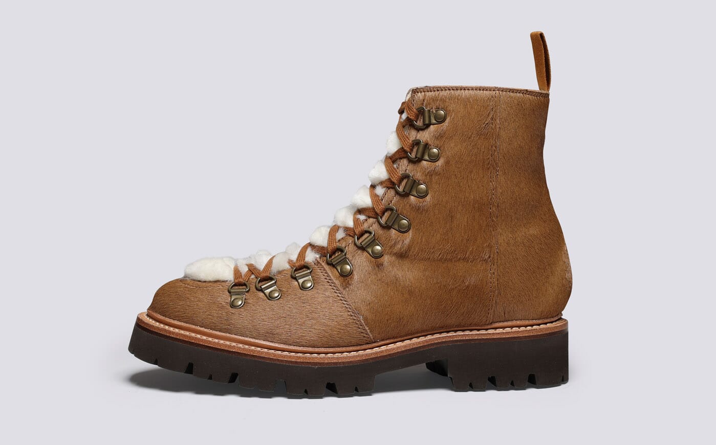 Nanette Womens Hiker Boots in Tan Hair on Hide Grenson