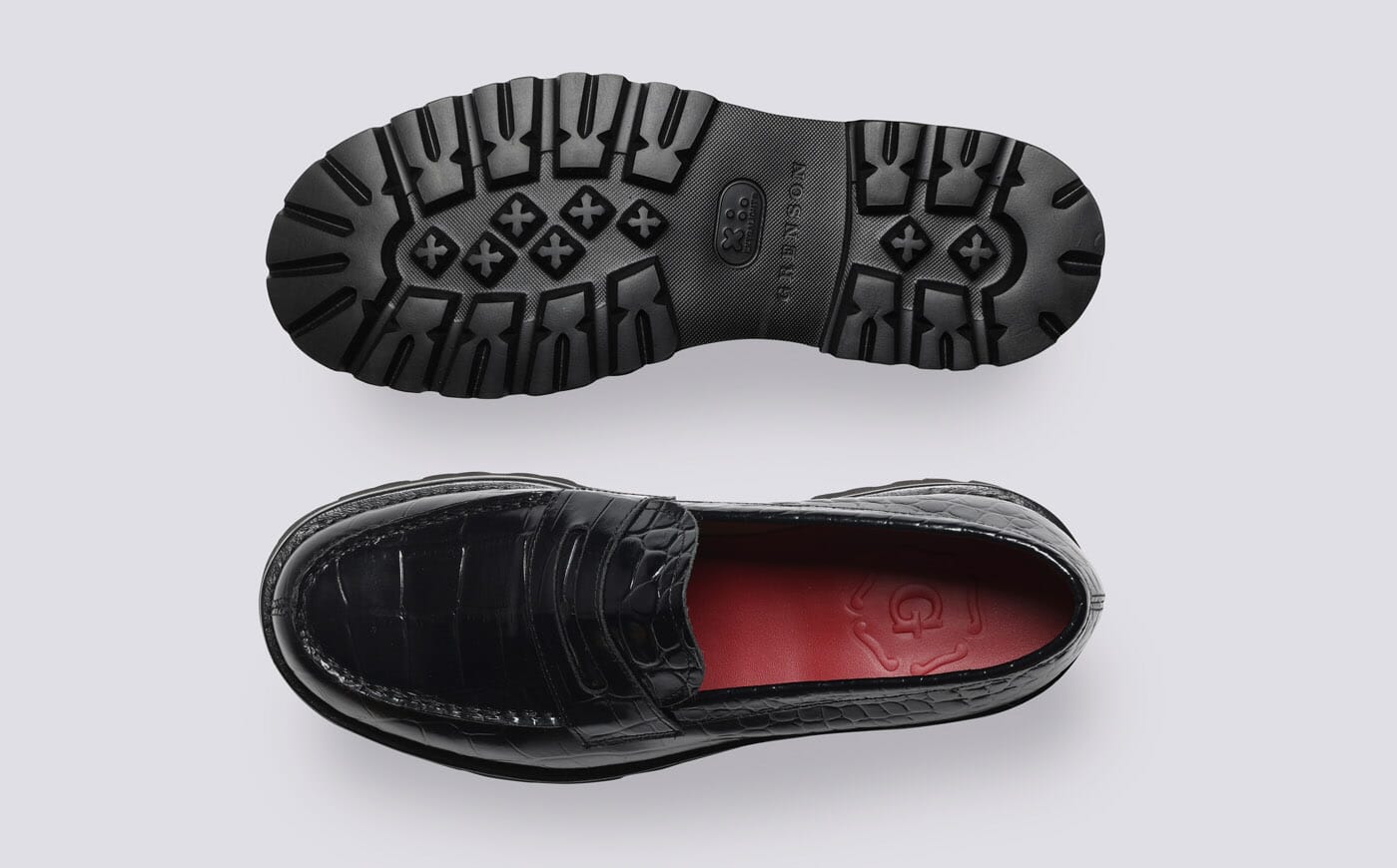 Philippa | Womens Loafers in Black Printed Leather | Grenson