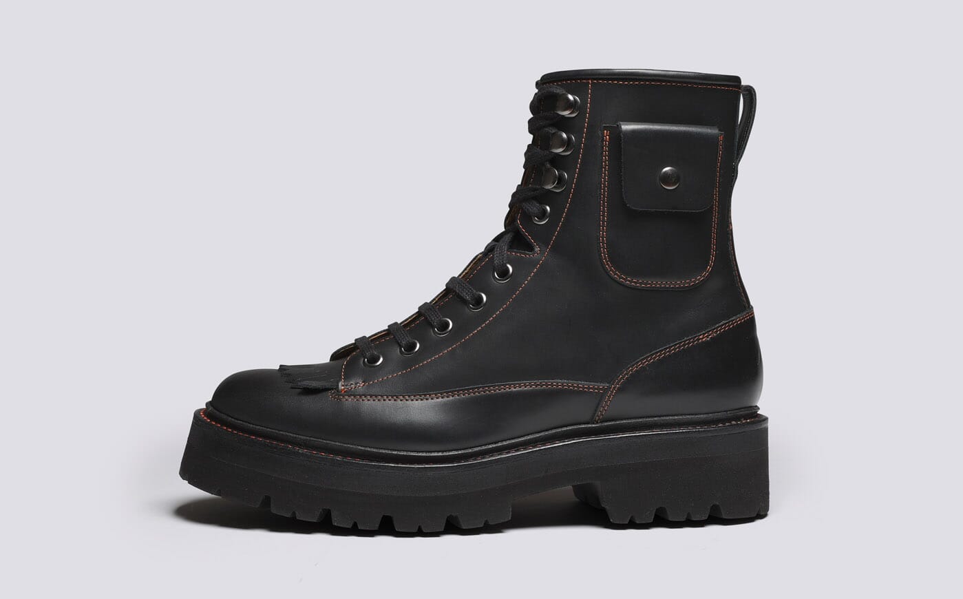 Edda Womens Boots in Black Leather Grenson