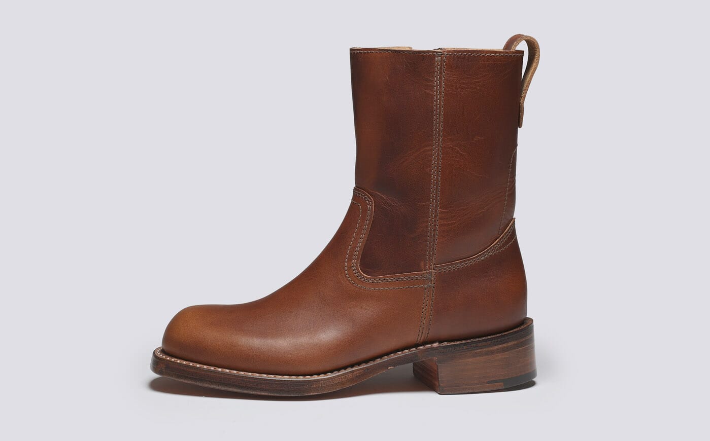 YMC X Grenson Transmission Boot | Womens Zip Boots in Dark Tan