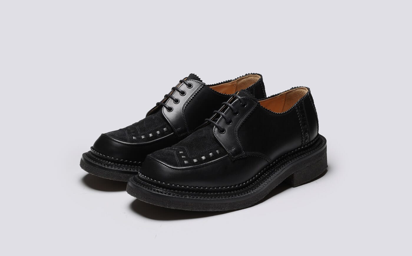 Grenson x Yuketen Mens Creeper in Black with Triple Welt Grenson
