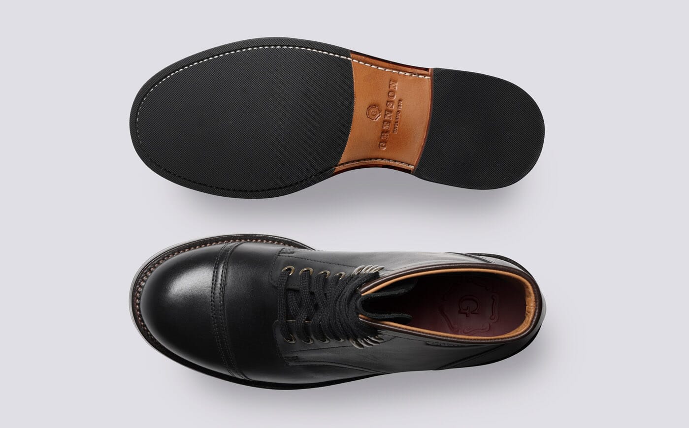 Bill Mens Boots in Black Pull Up Leather Grenson