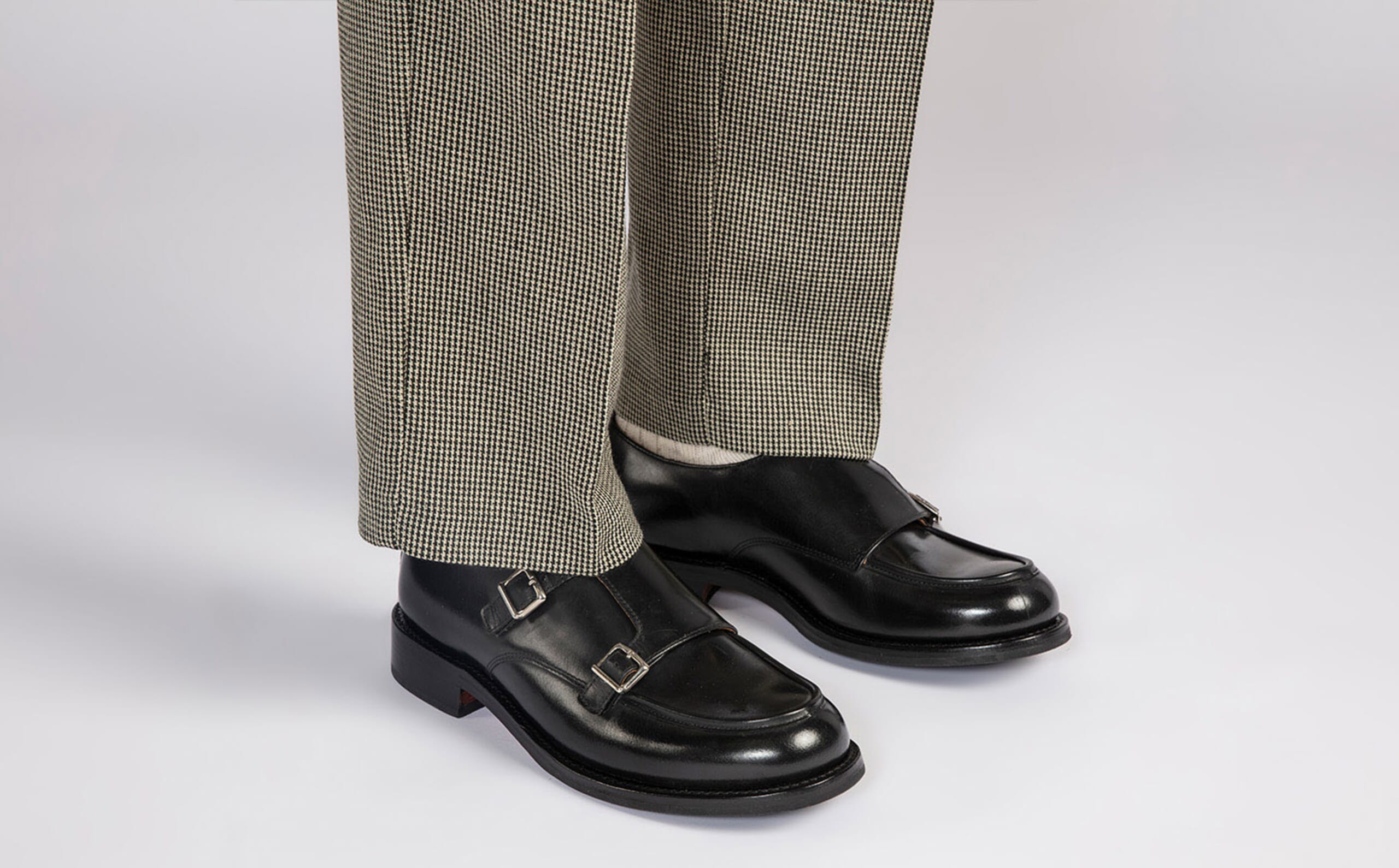 Jack’s Andre Black Leather Double Monk Strap Shoes Men’s Size 10 Mens Dress Shoe Dress Shoe Monkstrap Black Antique – Ace Marks main image 3