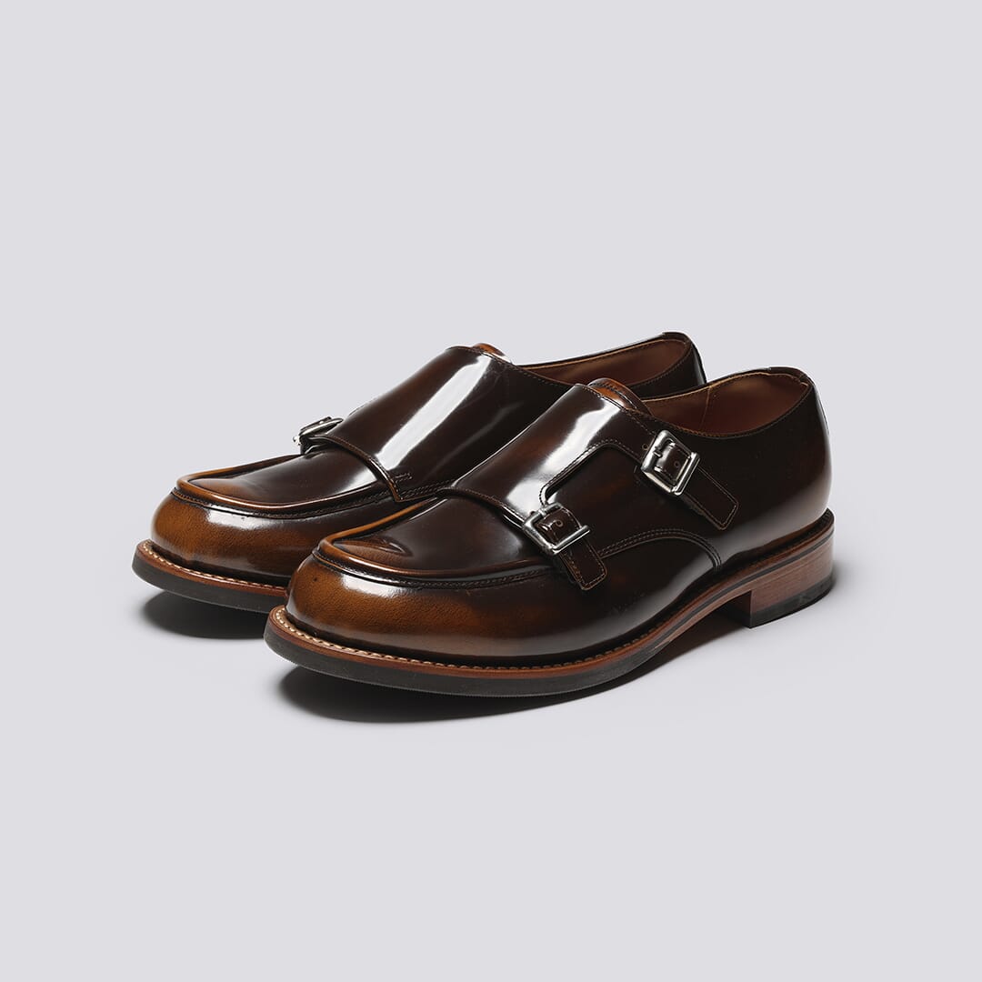 Andre | Mens Monk Shoes in Tan Rub Off Leather | Grenson