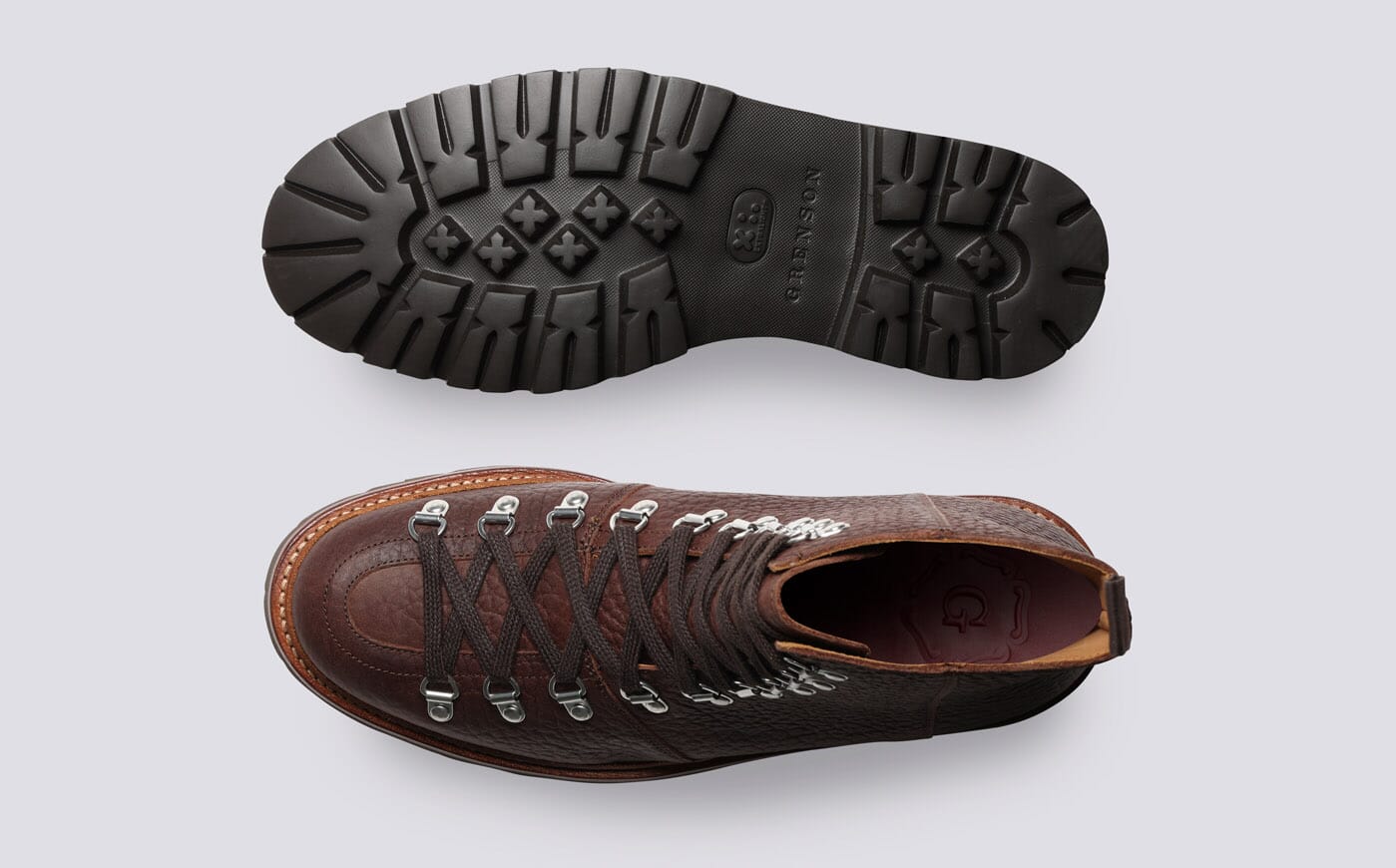 Brady Mens Hiker Boots in Brown Grain Leather Grenson