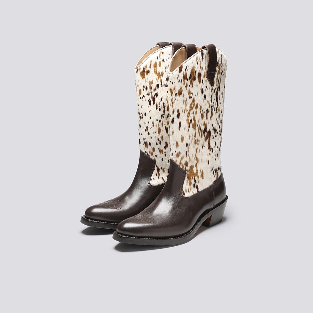 Clodagh | Womens Western Boots in Brown Leather | Grenson