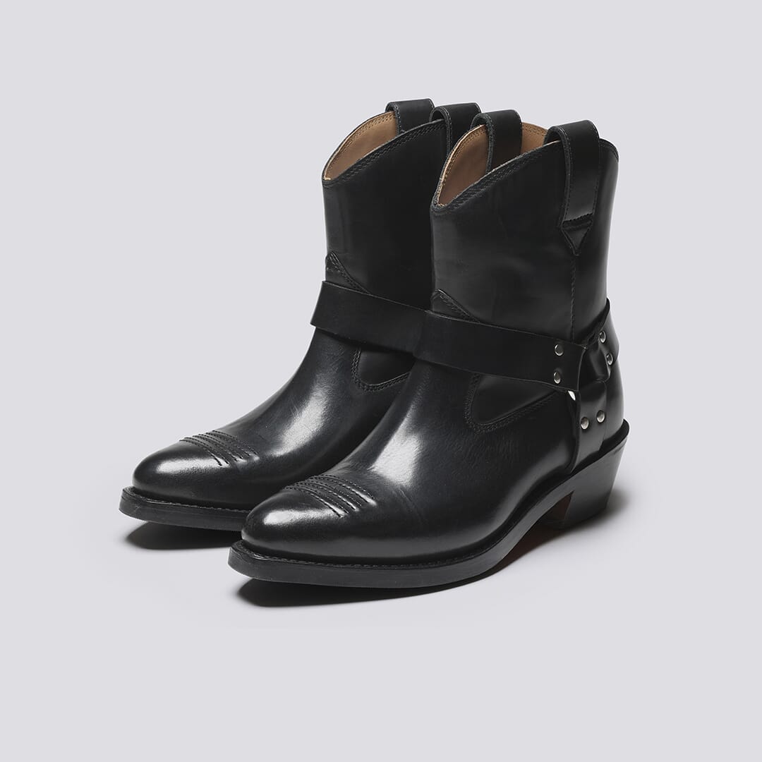 Tammy Womens Western Boots in Black Leather Grenson