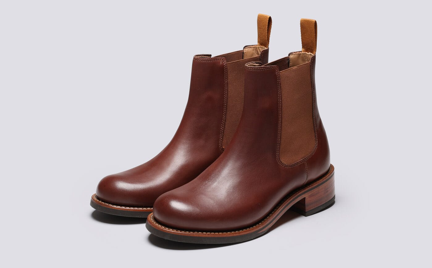 Harlow Womens Chelsea Boots in Tan Colorado Leather Grenson