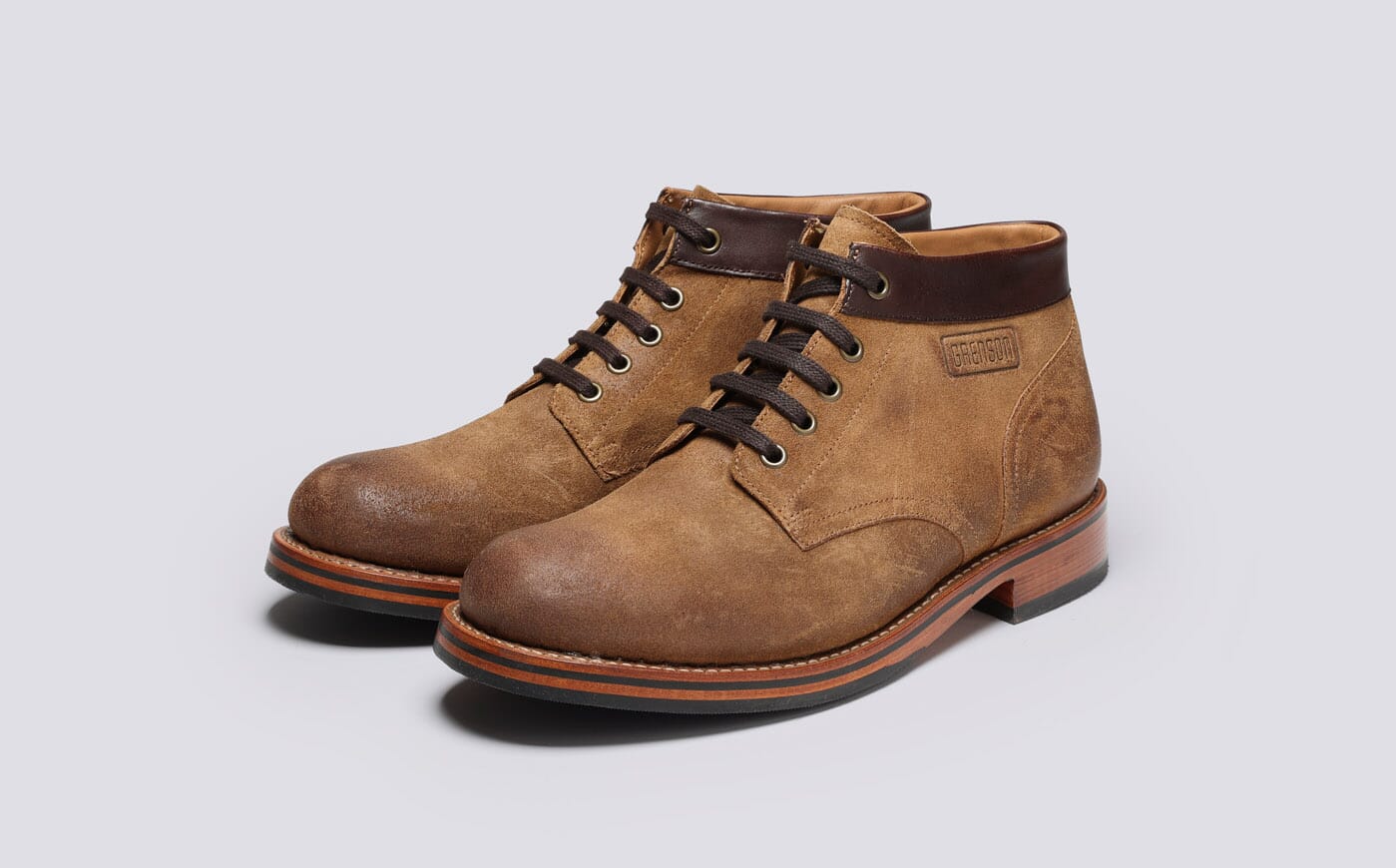 Ted Mens Boots in Brown Burnished Suede Grenson