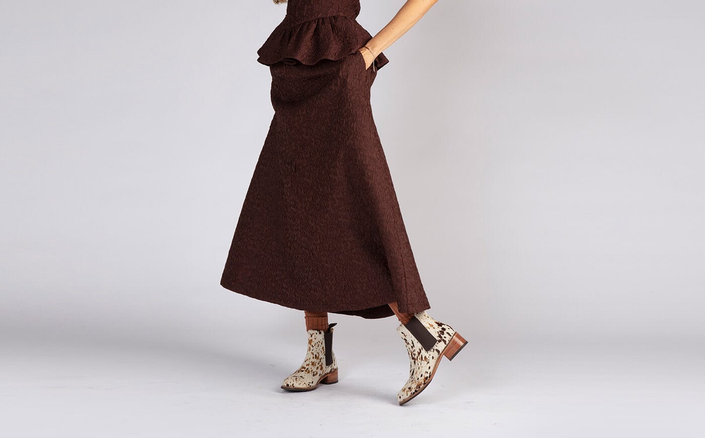 Ingrid | Womens Chelsea Boots in Western Print Hair on Hide