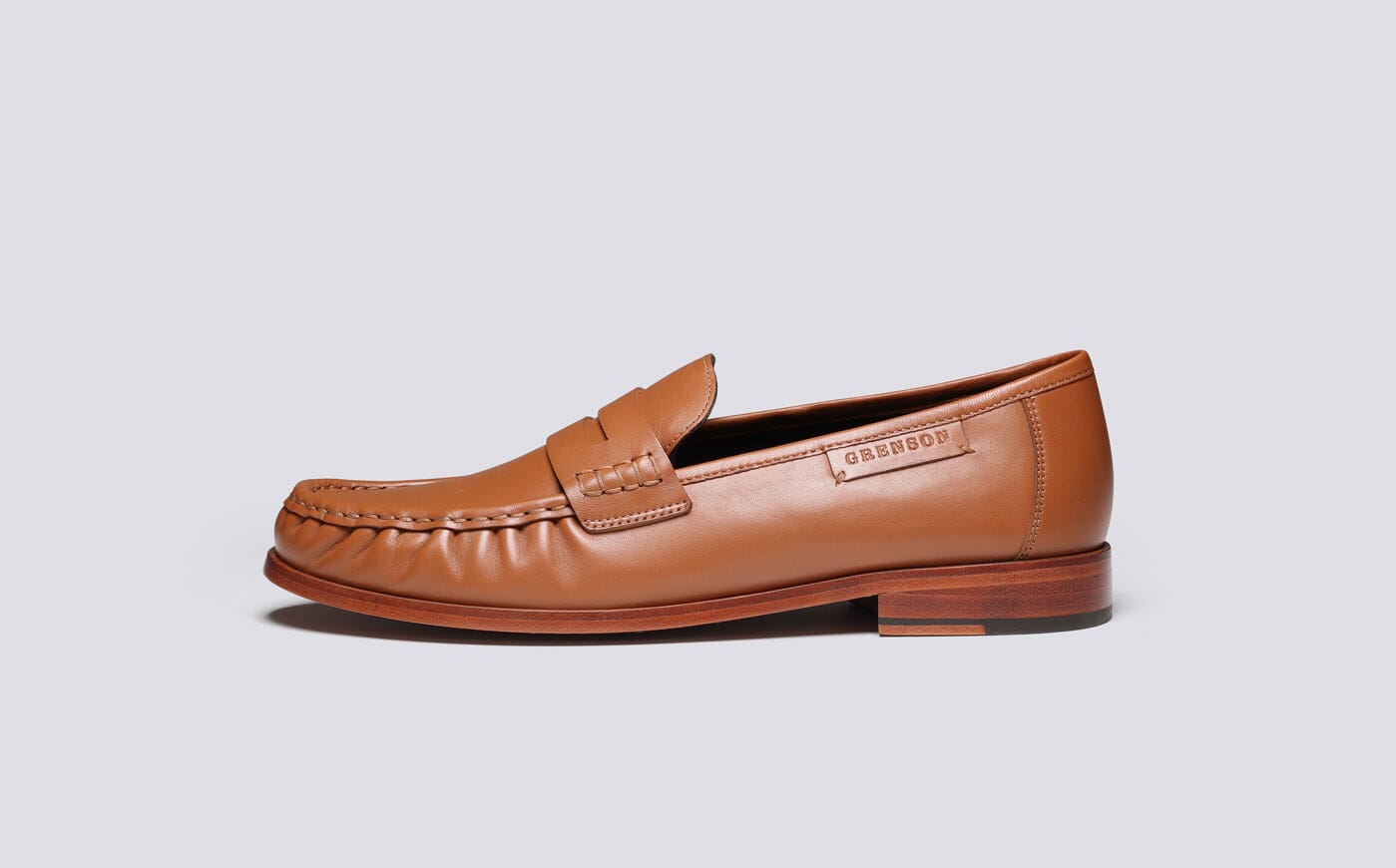 Simeon Mens Moccasin Loafers in Tan Leather Grenson