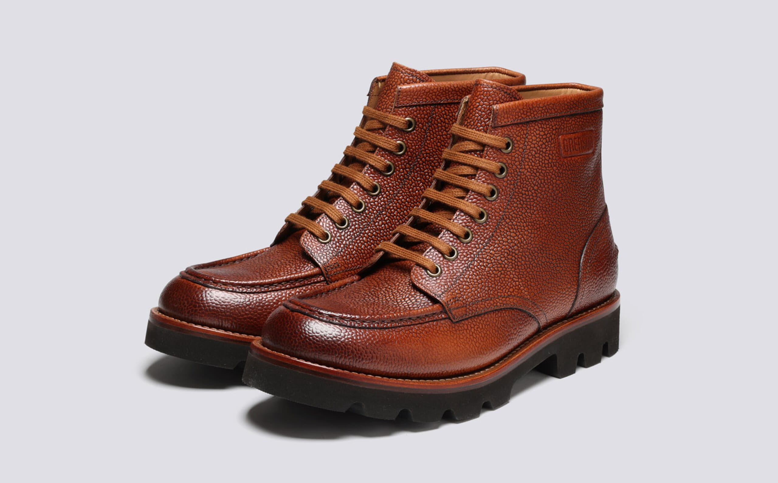 Grenson Lace Up Boots Brown patent Leather Men\'s US 10 Alan | Mens Boots in Brown Rub Off Leather | Grenson main image 4