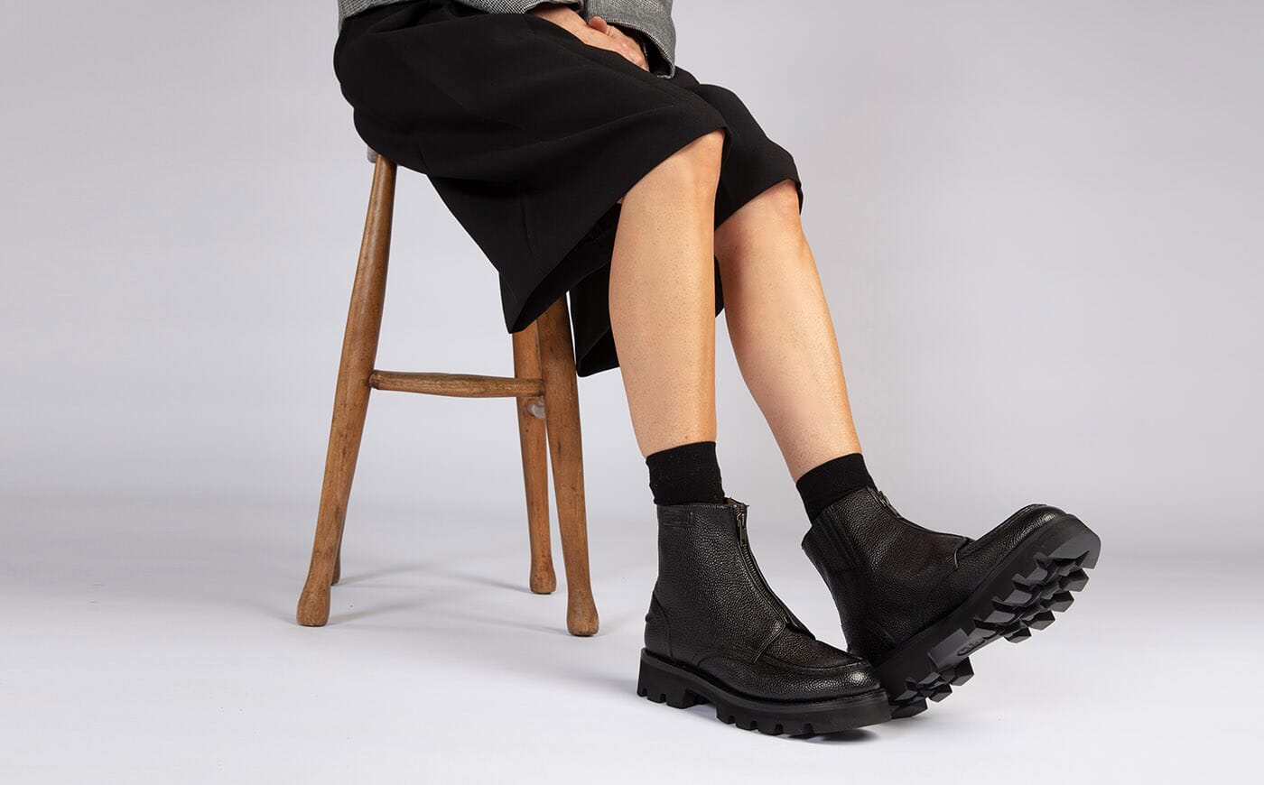 Simone | Womens Boots in Black Country Grain Leather | Grenson