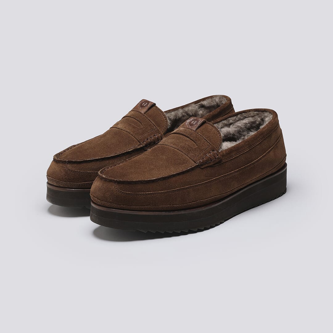 Sly 2 | Mens Slippers in Brown Suede | Grenson