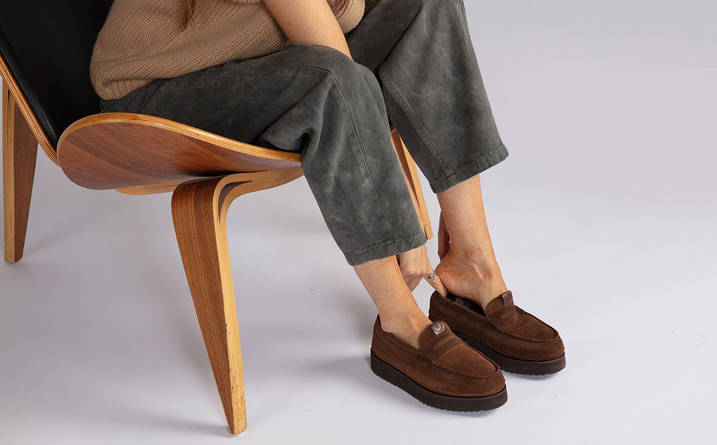 Slone 2 | Womens Slippers in Brown Suede | Grenson