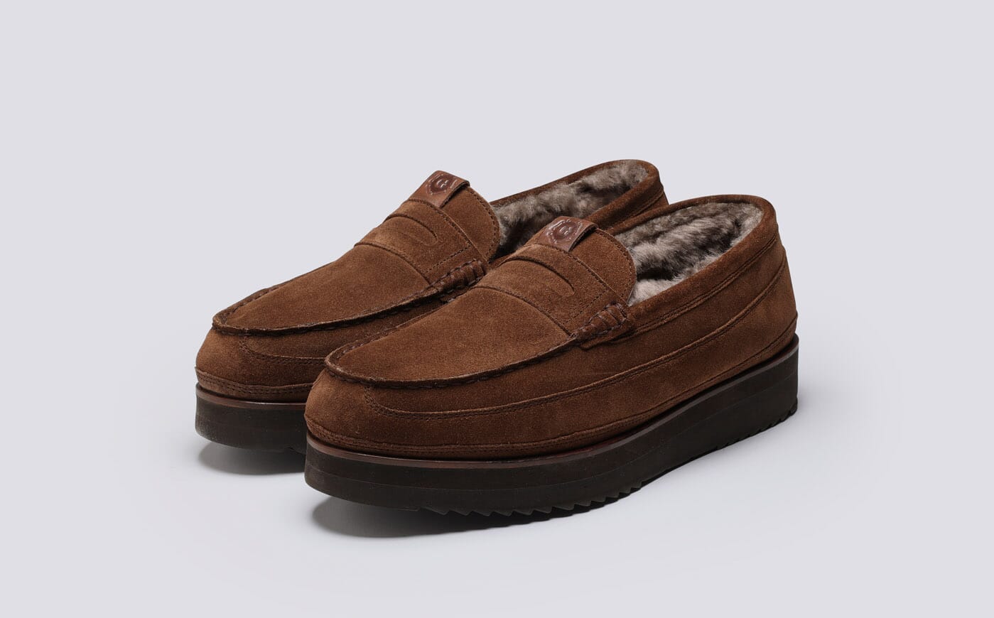 Slone 2 | Womens Slippers in Brown Suede | Grenson