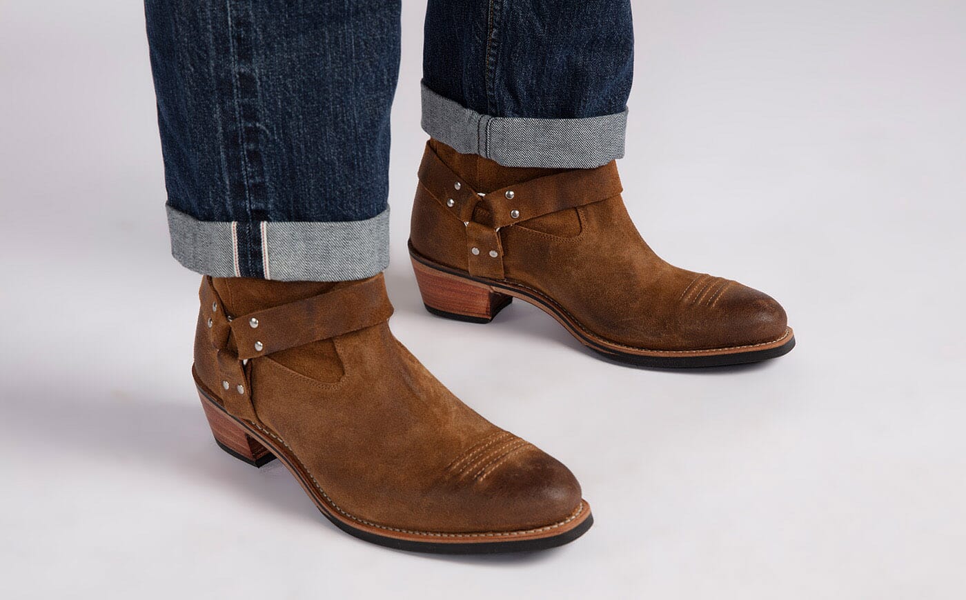 Soto Boots Men's Suede Burnished Cowboy Boots - Square Toe, Leather Lined, Goodyear Welt (Style H50037) - View #8