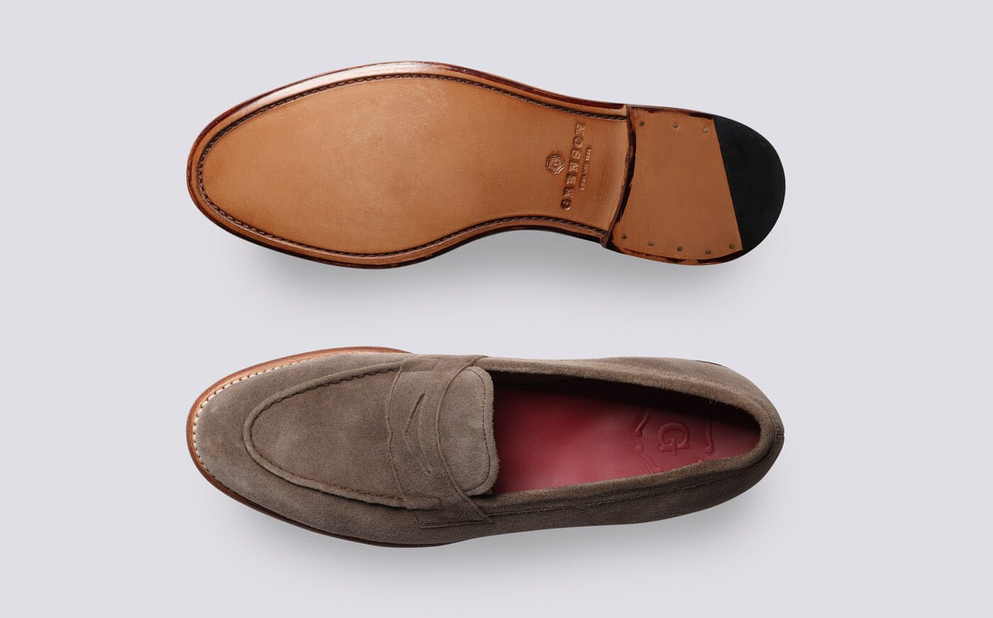 Lloyd | Mens Loafers in Taupe Suede | Grenson