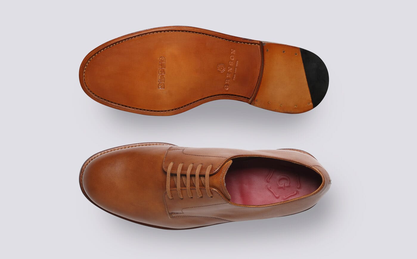 Curt | Mens Derby Shoes in Light Tan Dipped Leather | Grenson