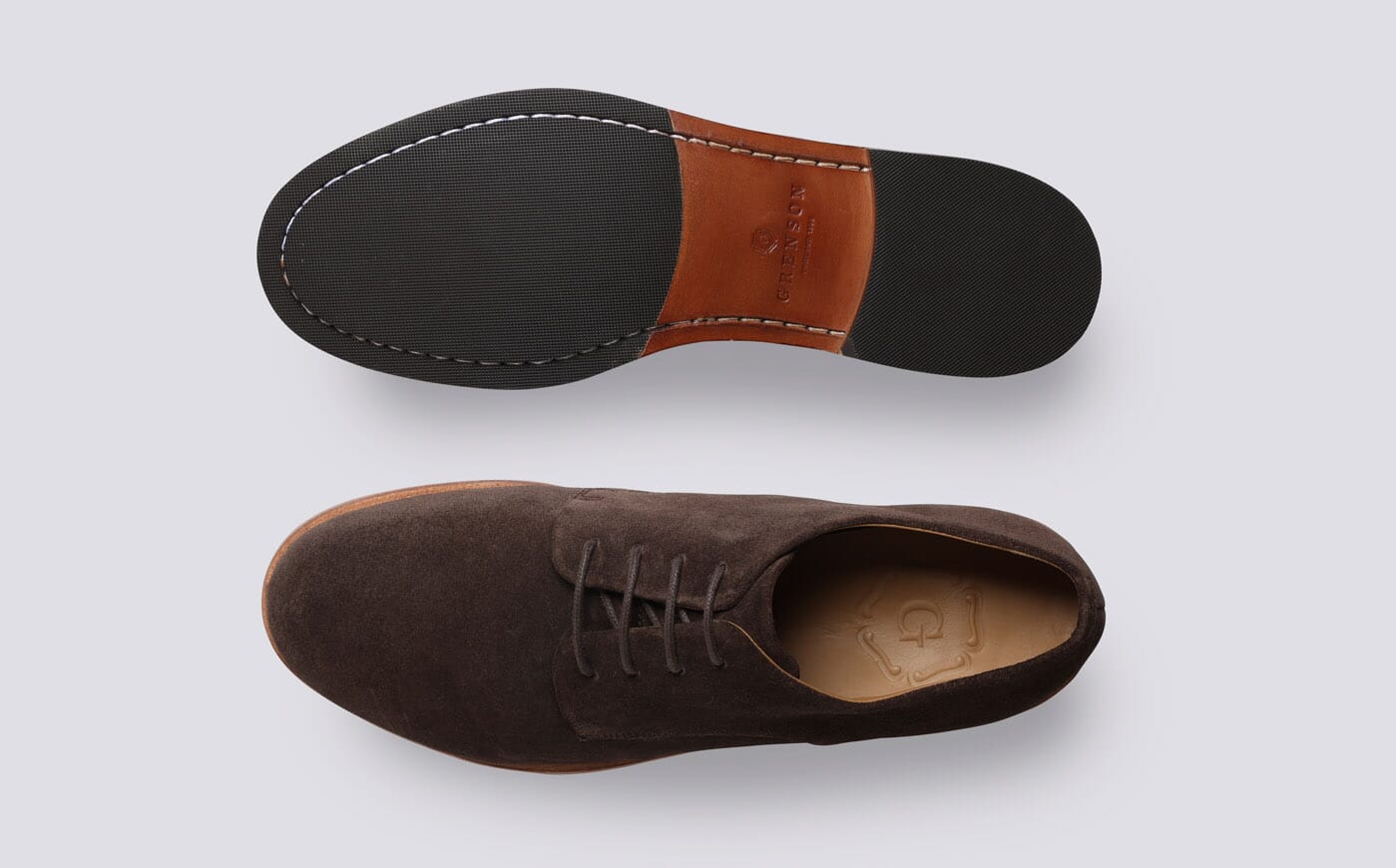 Grenson\'s Mens Suede Derbys Taylor | Mens Derby Shoes in Beige Suede | Grenson main image 2