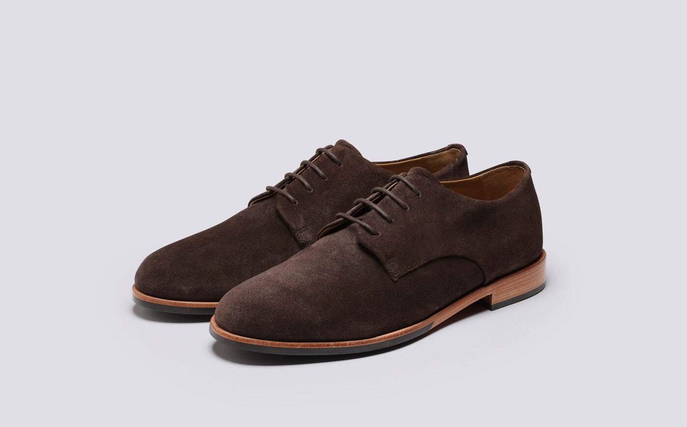 Taylor | Mens Derby Shoes in Dark Brown Suede | Grenson