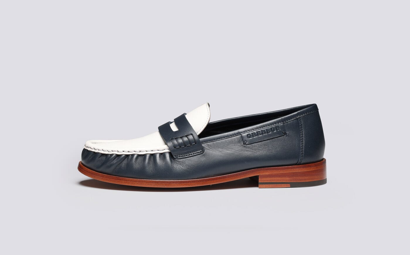 Susanna | Womens Moccasin Loafers in Navy and White | Grenson