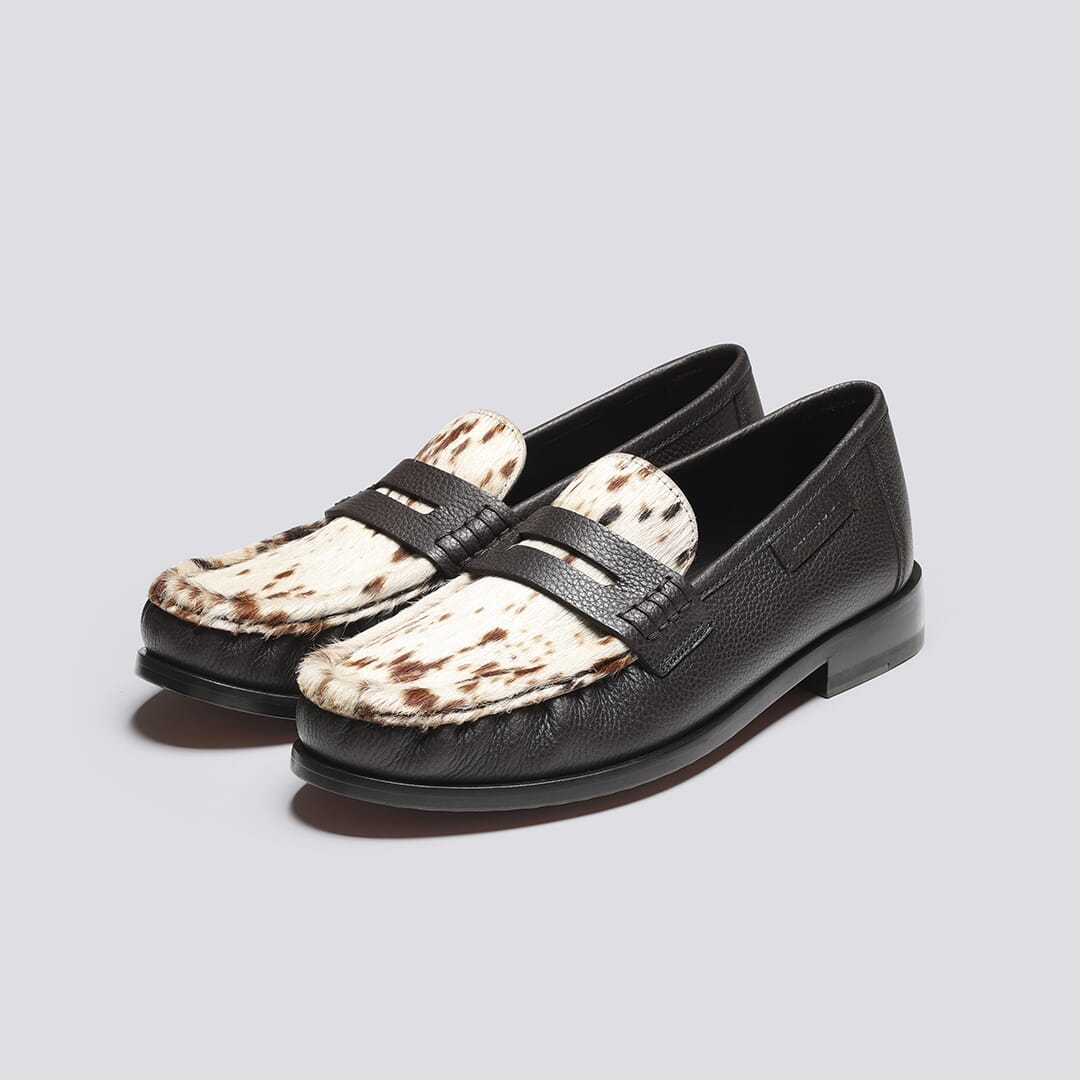 Susanna | Womens Moccasin Loafers in Brown Western Print | Grenson