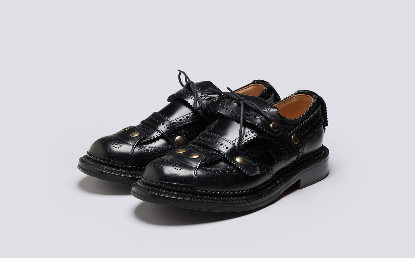 CRAIG GREEN Grenson Mens Brogues in Black Leather Grenson Shoes