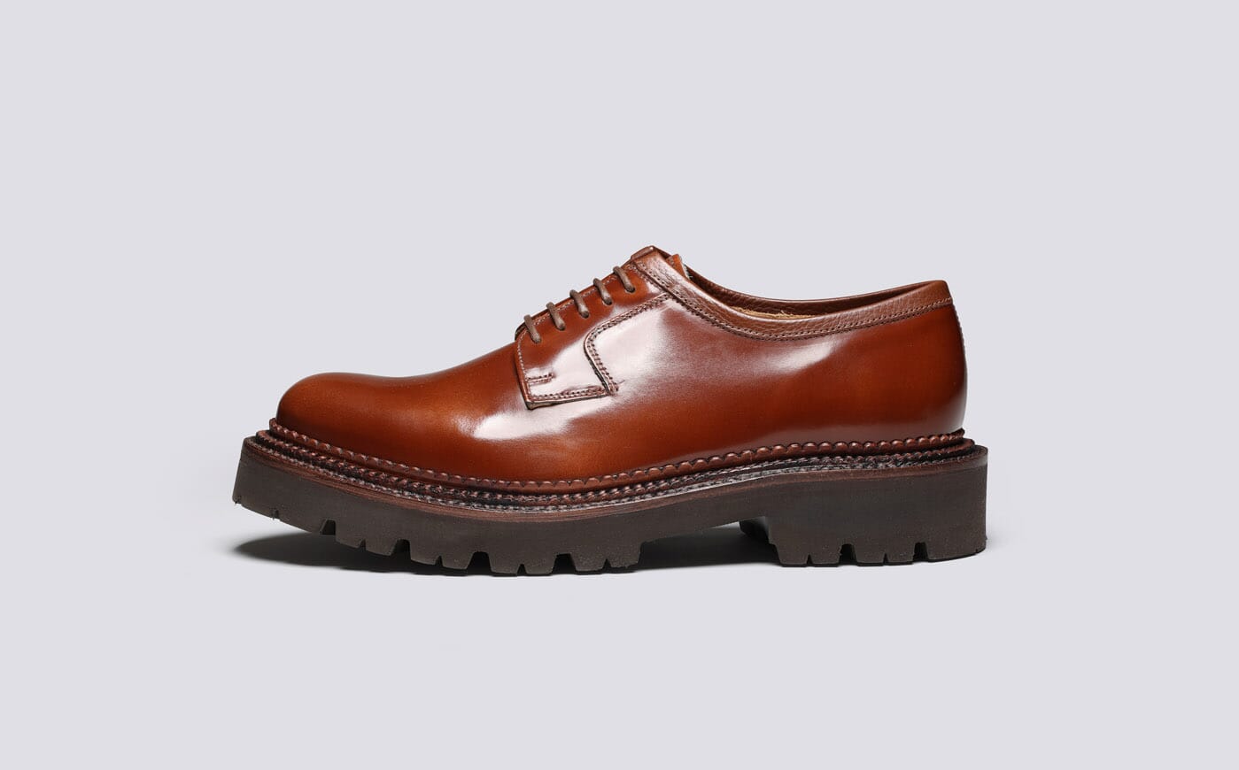 Camden | Mens Wholecut Derby in Mid Brown Triple Welt | Grenson