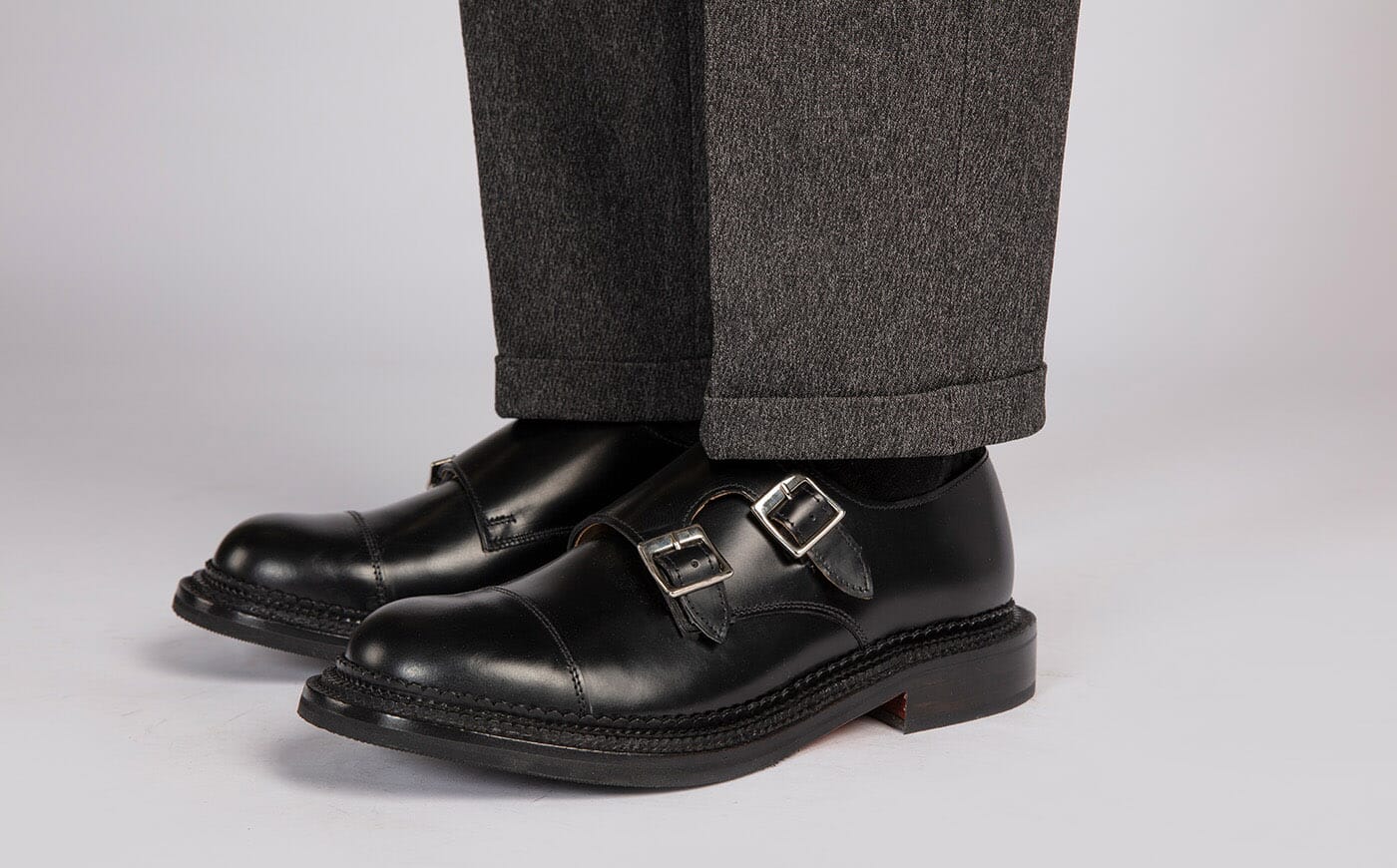 Diggery | Mens Triple Welt Monk Shoes in Black | Grenson