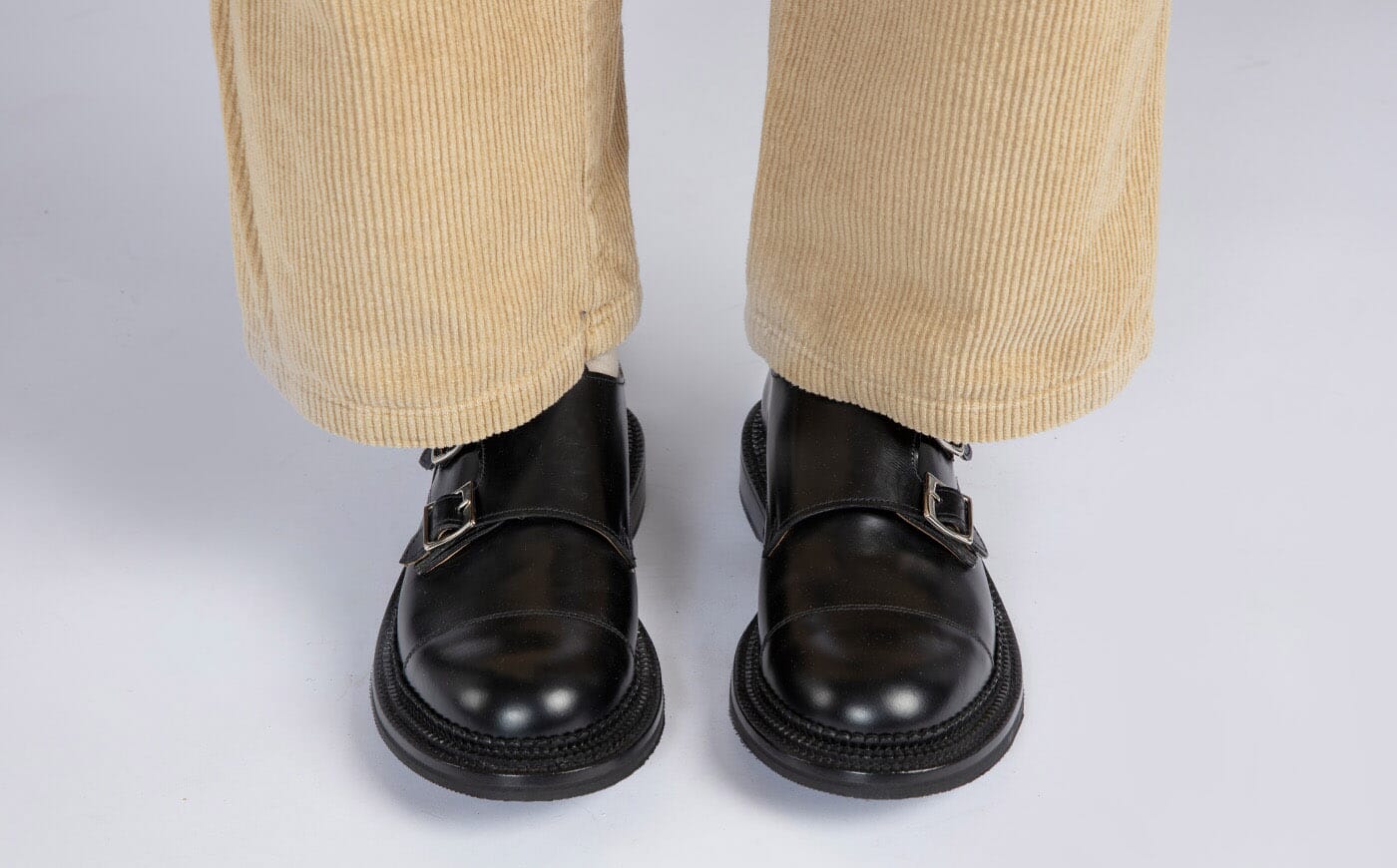 Diggery | Mens Triple Welt Monk Shoes in Black | Grenson