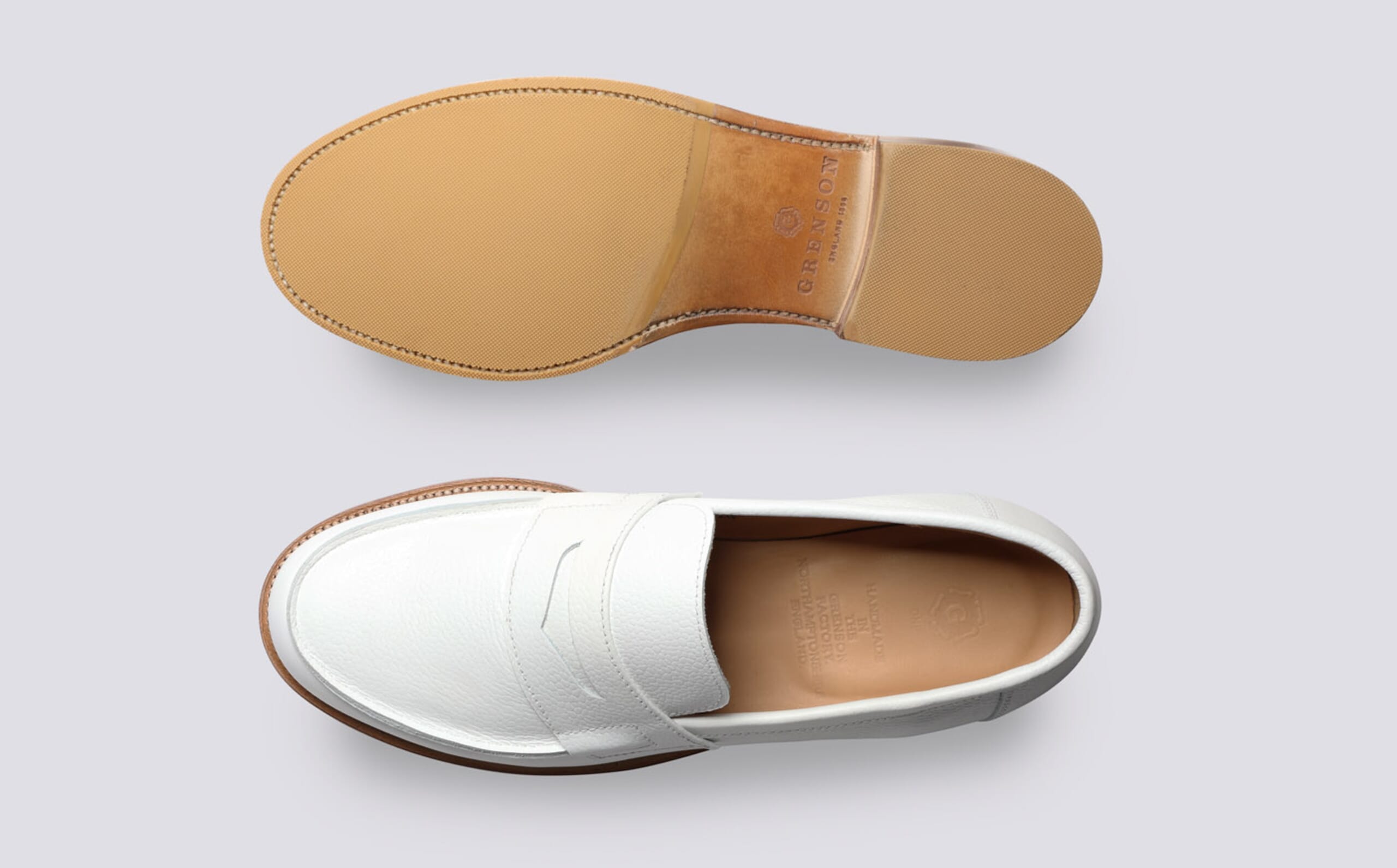 Nib Grenson Men\'s White Leather Loafers Debbie Loafer White Glove Man [Man] – Hyusto main image 4