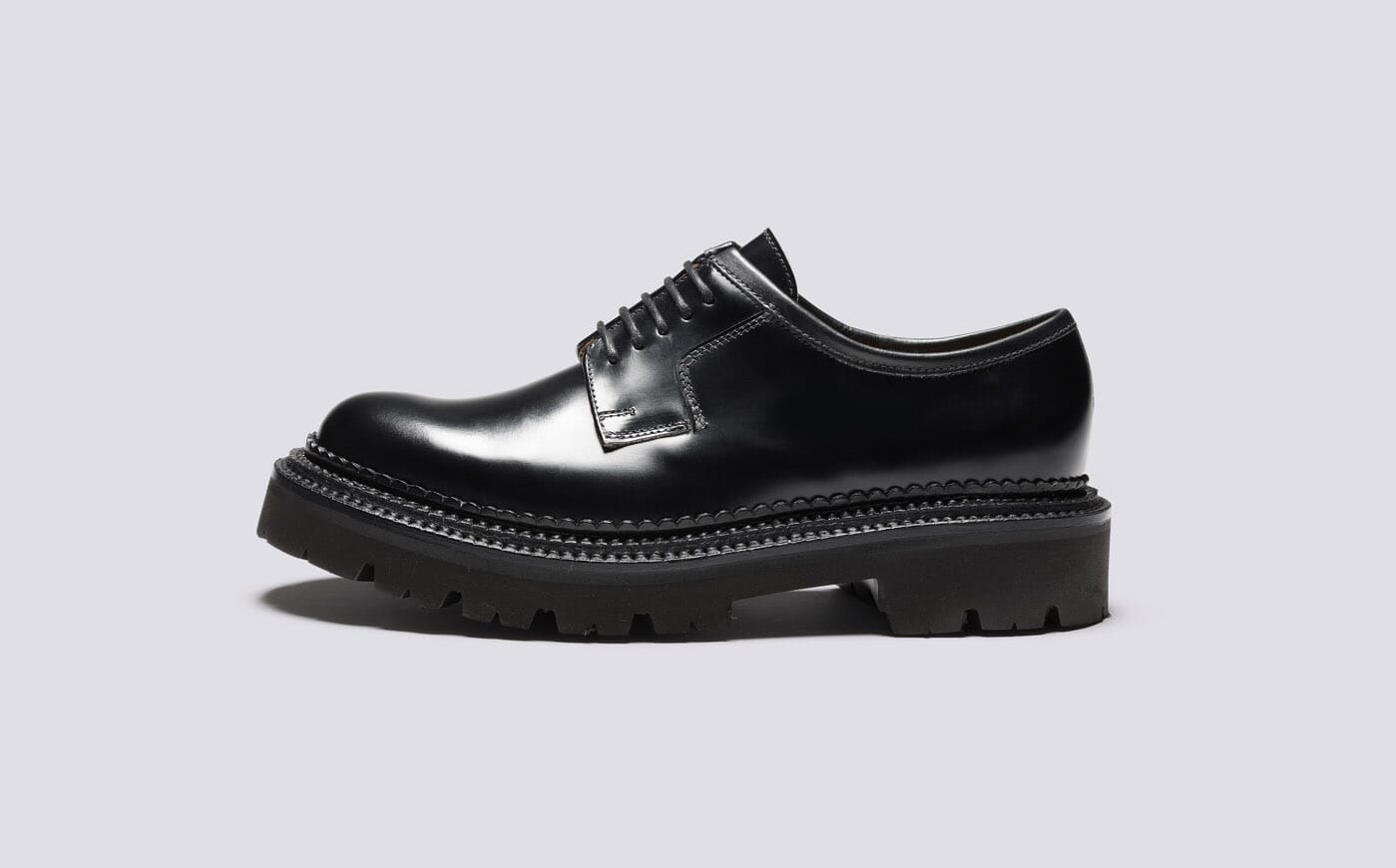 Camden | Womens Triple Welt Shoes in Black Leather | Grenson