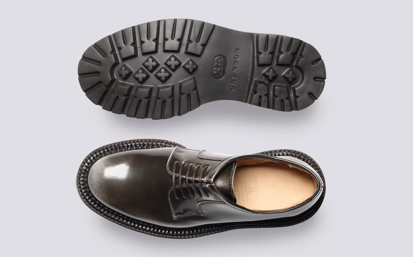 Camden | Womens Triple Welt Shoes in Grey Rub Off Leather | Grenson