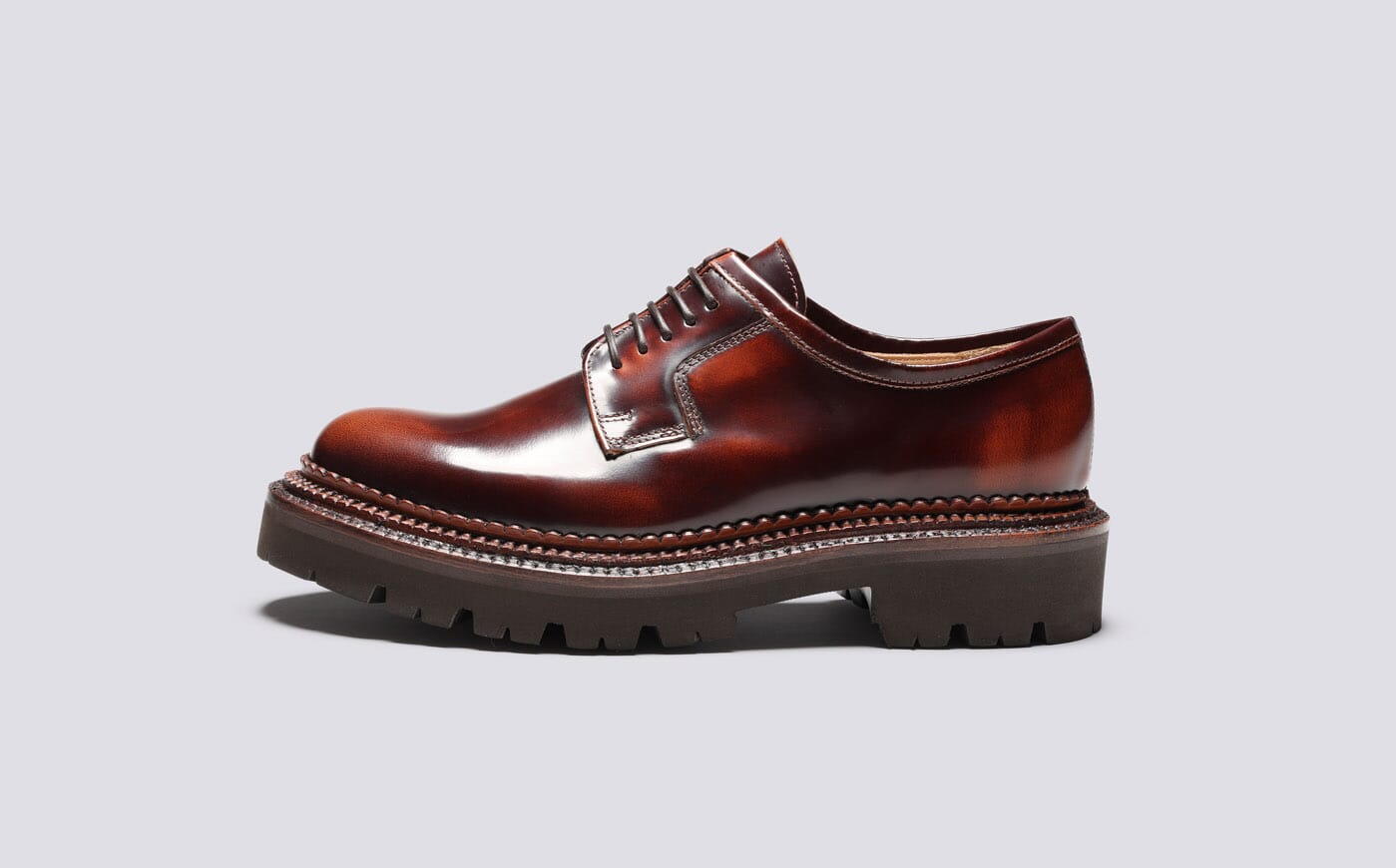 Camden | Womens Triple Welt Shoes in Brick Rub Off Leather | Grenson