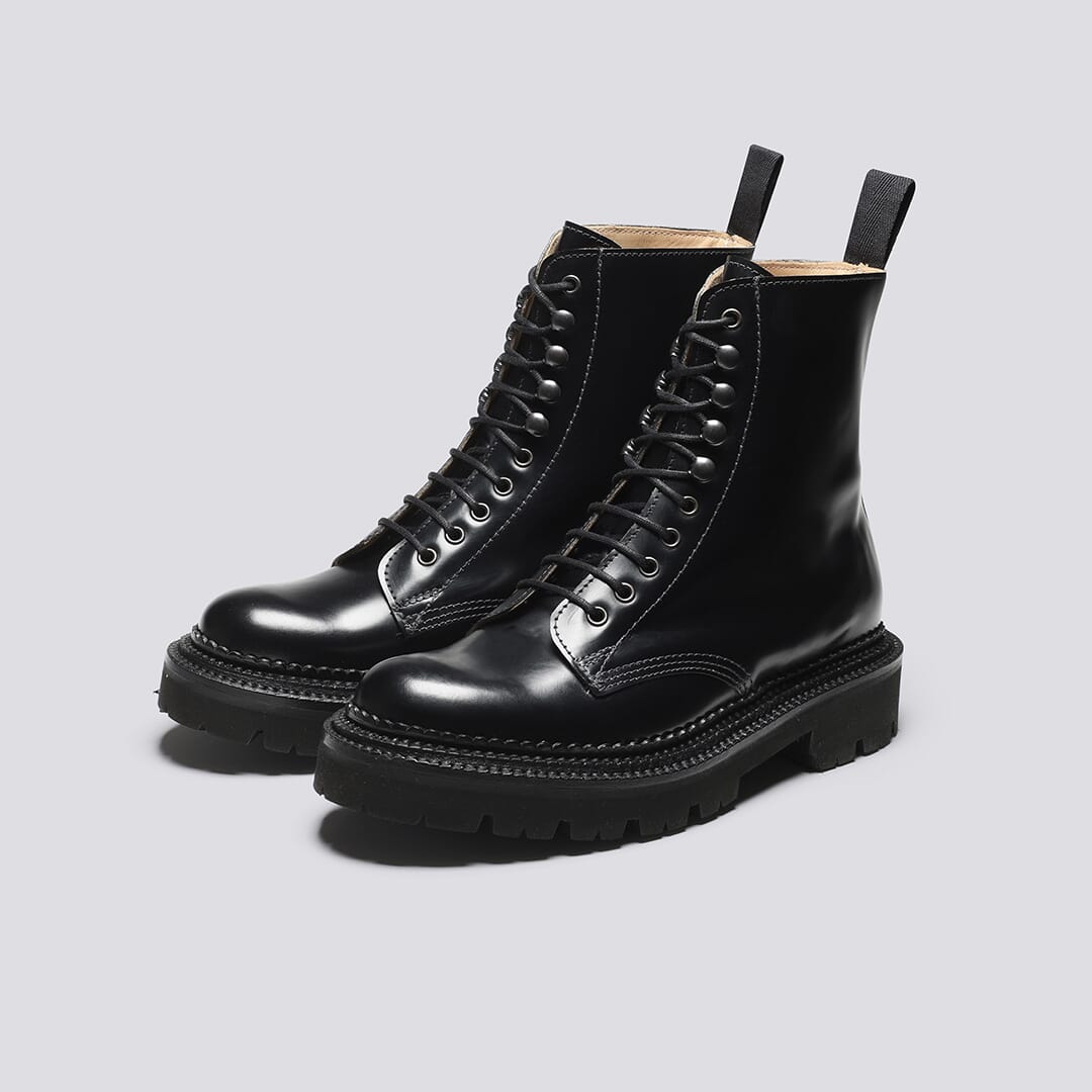 Arabella | Womens Triple Welt Boots in Black Leather | Grenson