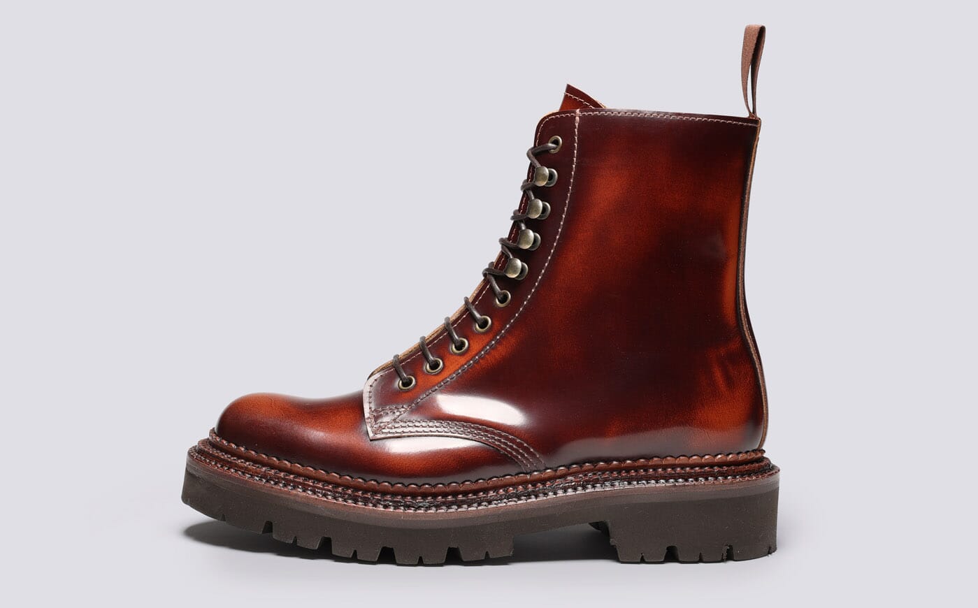 Arabella | Womens Triple Welt Boots in Brick Rub Off Leather | Grenson
