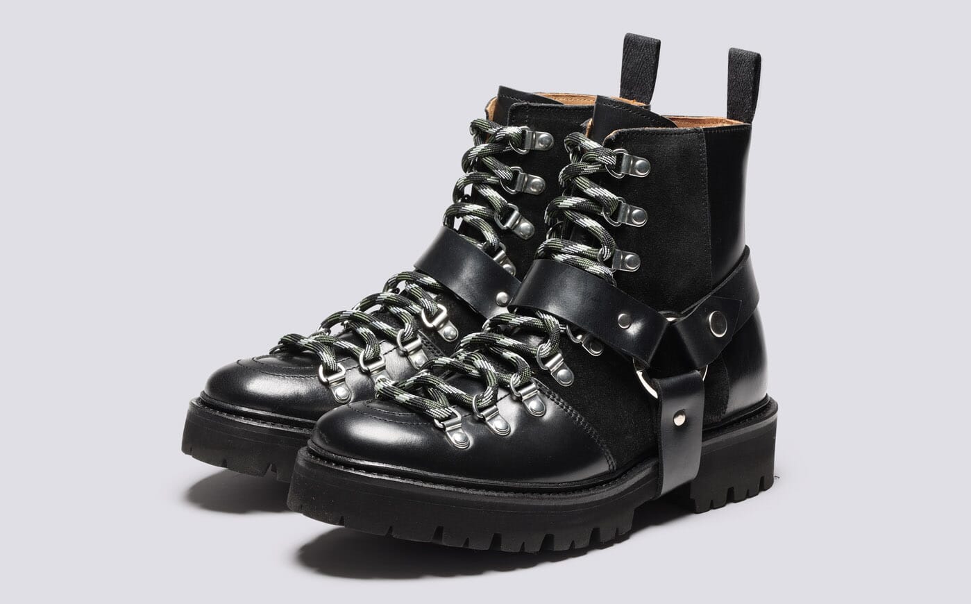 Grenson Nanette ハイキングブーツ Nanette | Womens Hiker Boots Black Leather Hi Rise | Grenson